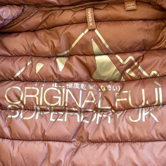 Superdry “Luxe Fuji” Hooded Double Zipper Vest Shimmer Pink Extra Small Like New - Picture 12 of 15